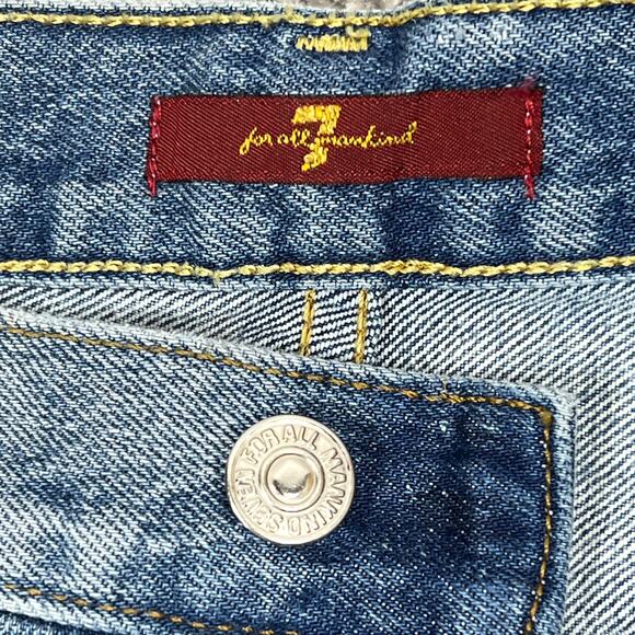 7 For All Mankind Hand-Painted Floral Jean Shorts Women's 27" Boho Denim USA - Picture 15 of 16